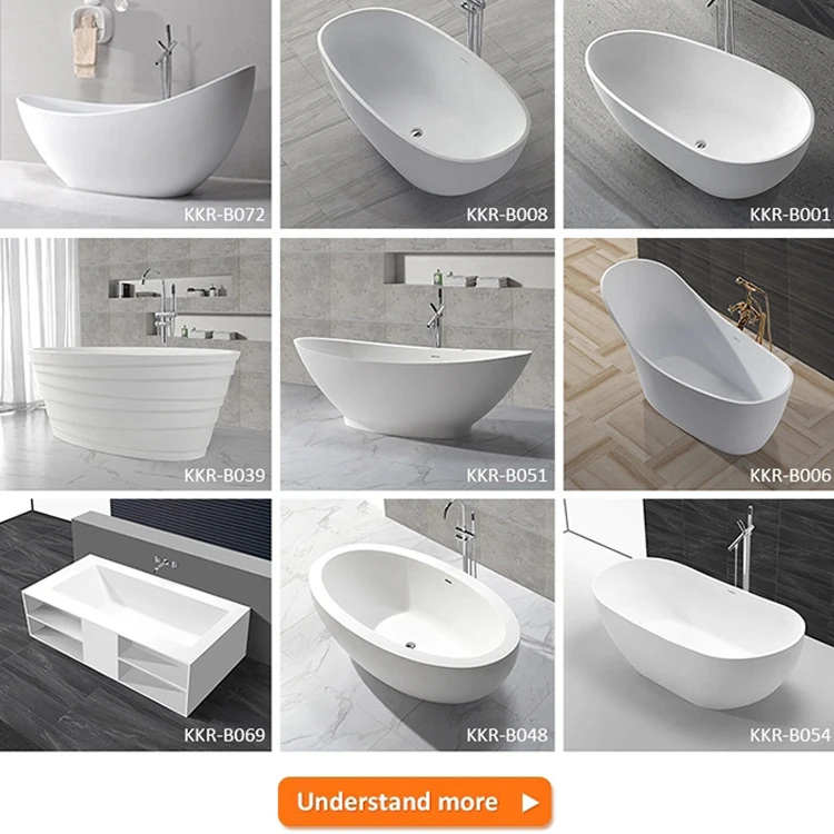 White Design Stone Freestanding Tub Composite Stone Resin Solid Surface Bathtubs For Sale Buy