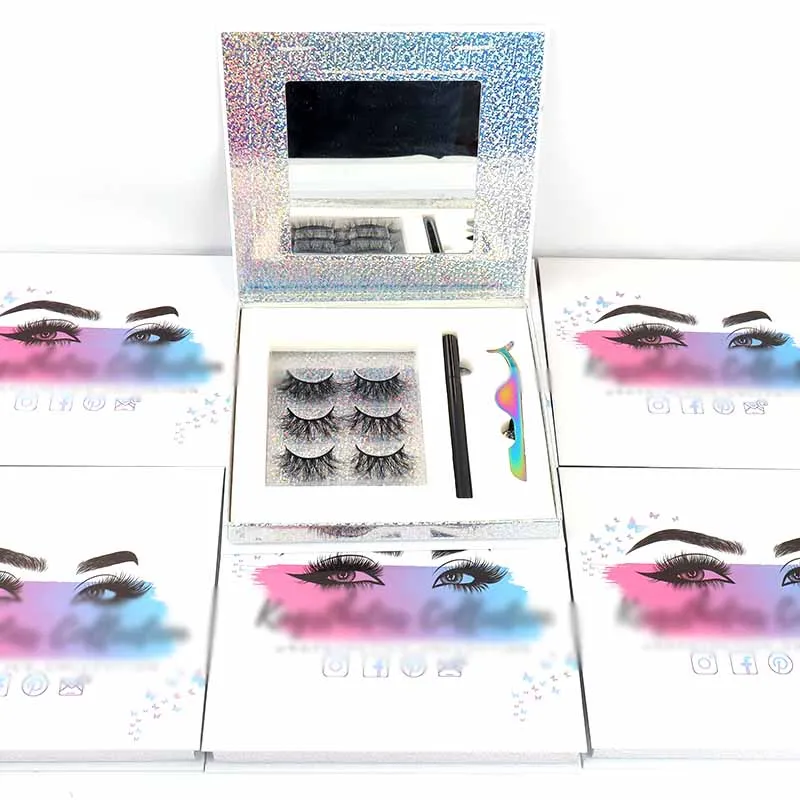 

Wholesale 3Magnets Magnetic Eyelashes 3d Magnetic False Eyelashes With Lash Packaging Box Eyelash Eyeliner, Natural black
