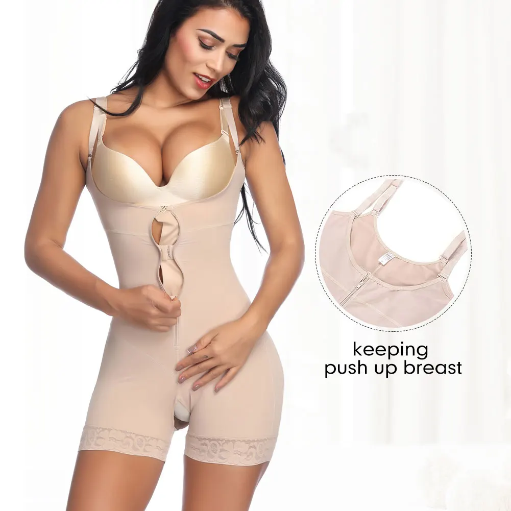 

2019 New Style Full Body Underbust Bodysuits Underbust Shapewear Shaper Tummy Control Straps Slim Waist, As shown;custom is ok.