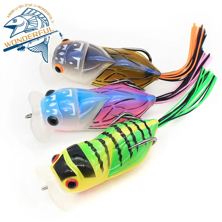 

High Quality 121mm Artificial Lifelike Freshwater Topwater Floating Insect Silicone Bait Cicada Soft Lure