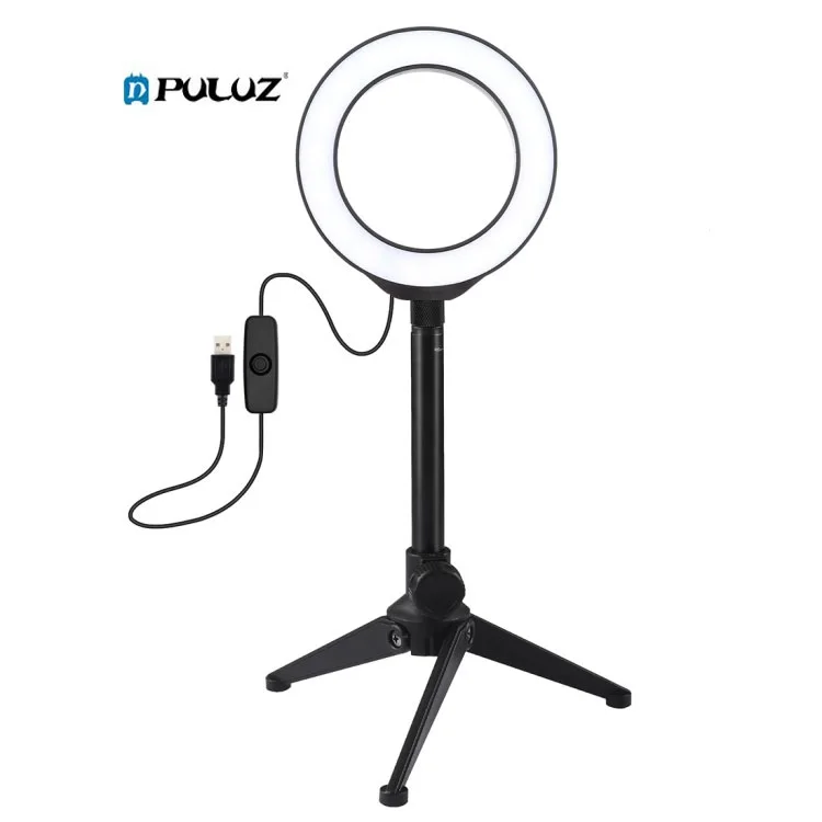 

12cm Ring Light Table Lamp with Adjustable Tripod Holder Camera Lighting for Live Stream/Makeup/YouTube Video/Tik Tok