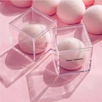 

Pink orange Cute peach shaped beauty sponge blender pvc box package with private label
