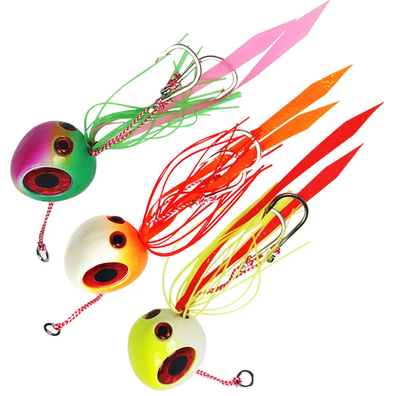 

2021 New Style 60-200g Silicone Rubber Skirt Trailer Japanese Luminous Octopus Kabura Jigs lures, 3 colors