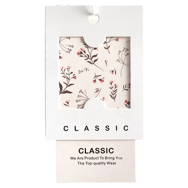 

High Quality Classic Custom Pattern White Card Hang Tags Printing Garment Labels, Cmyk