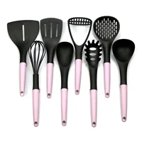 

wholesale 8pcs food preparation plastic handle non-stick nylon cooking kitchen utensils set wiht utensil holder