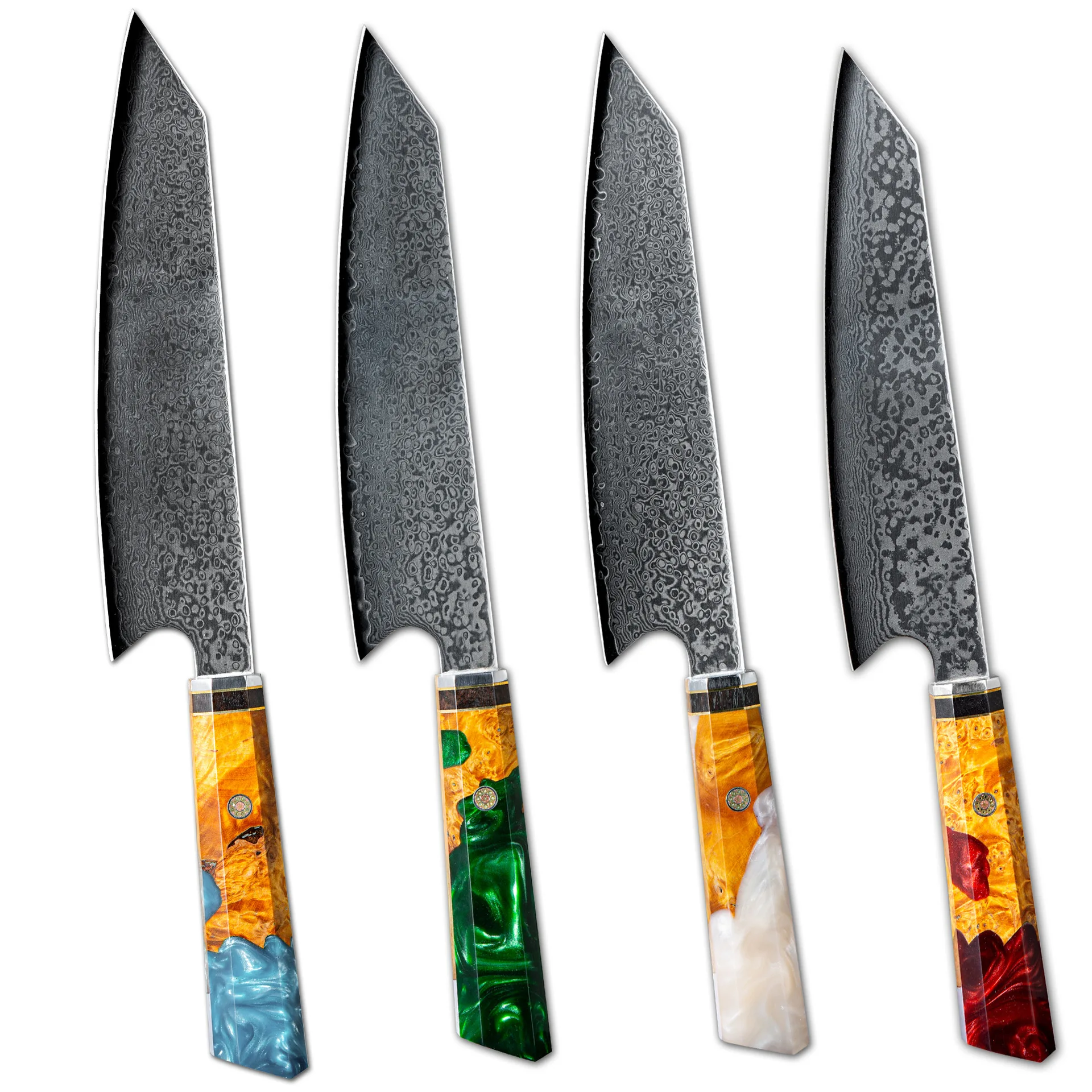 

8 inch 67 layers Stable wood Resin cured wood Octagonal handle Damascus steel Chef's knife