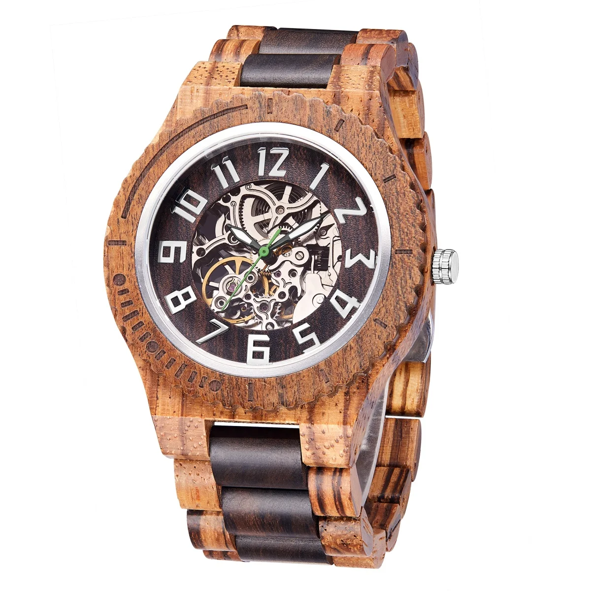 

Luxury Waterproof Skeleton Men Mechanical Automatic Wood Watch Montre En Bois