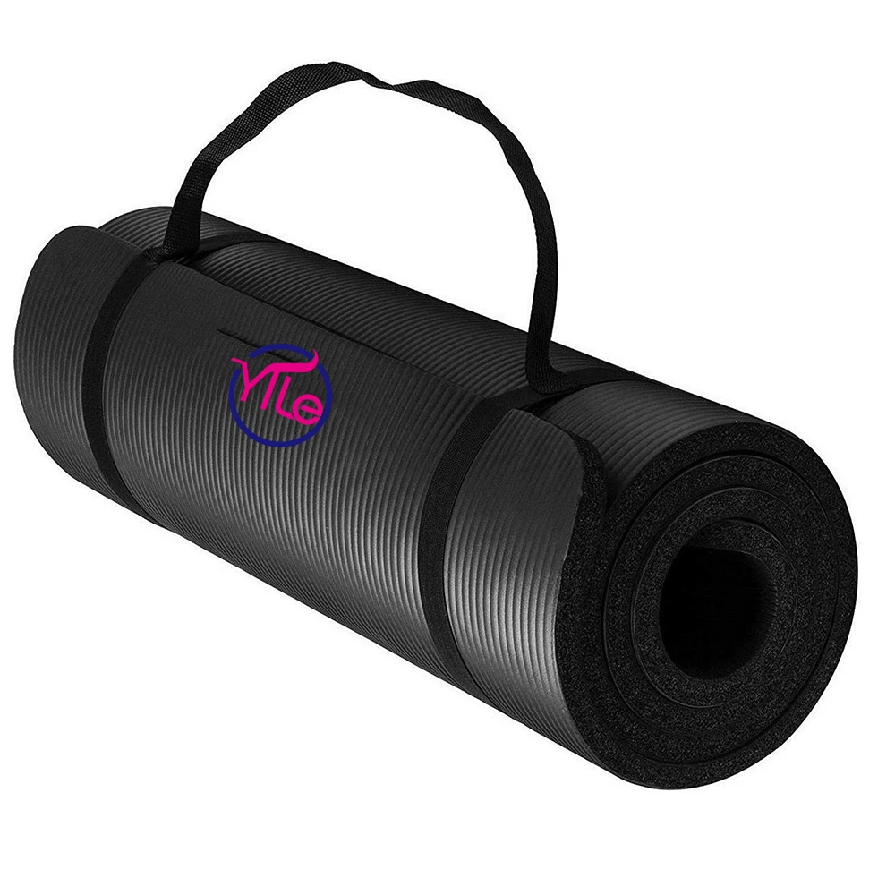 

15mm thick outdoor sports NBR blue earthing yoga mat with carry strap wholesale, Customized