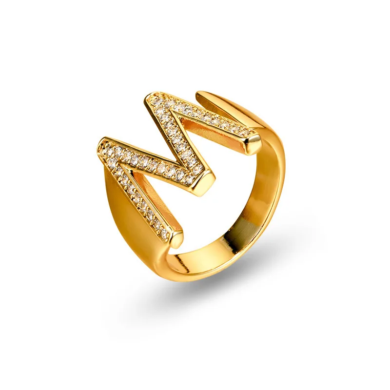 

26 Letter A B C D E F G H I G K L M N O P Q R S T U V W X Y Z 18K Real Gold Plated  Alphabet Letter Rings