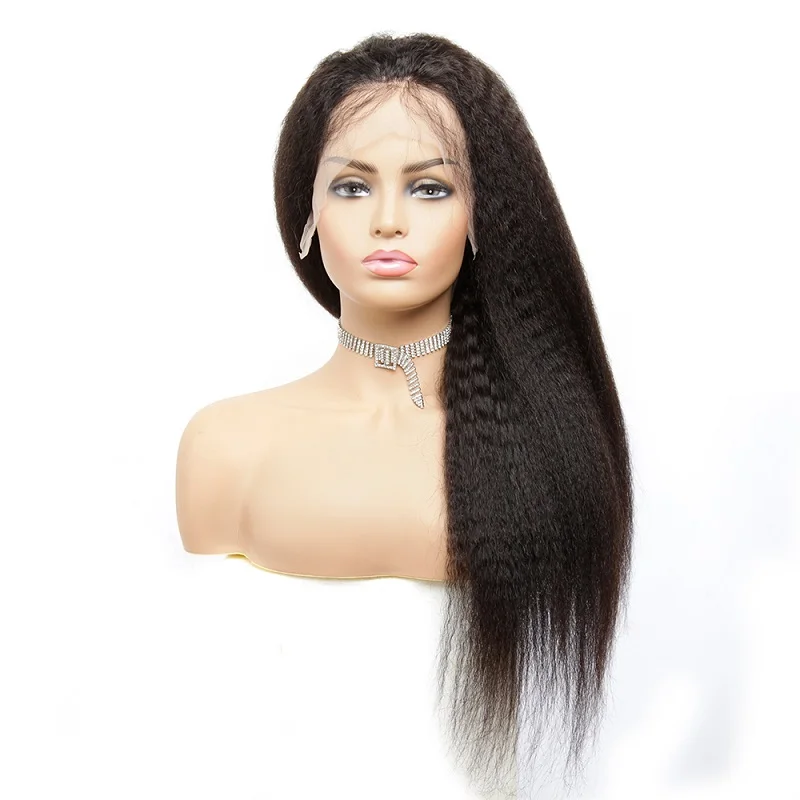 

HL11 13x4 Lace Front Wig Remy Human Hair Wigs Long INDIAN Kinky Straight Women 10A 150% 12inch-24inch Fo Black 1 Piece 10A Grade