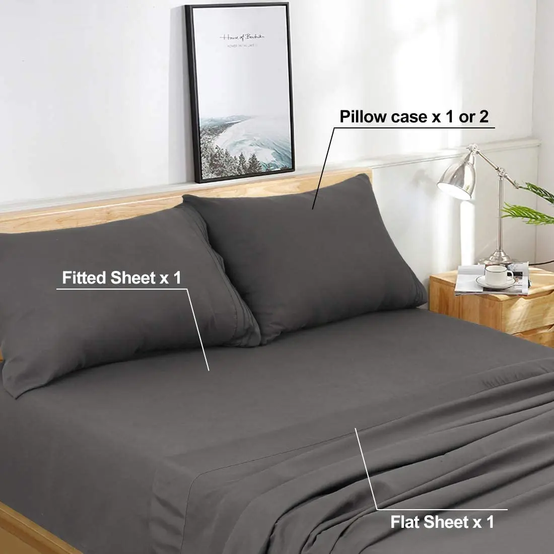 Gray Bed Sheet Set Soft Microfiber 4-piece,16 Inch Deep Pocket Fitted Sheets ,1800 Thread Count - Buy 1000 Thread Count Egyptian Cotton Sheets,King  3ds,Egyptian Cotton Bed Sheets Product on Alibaba.com