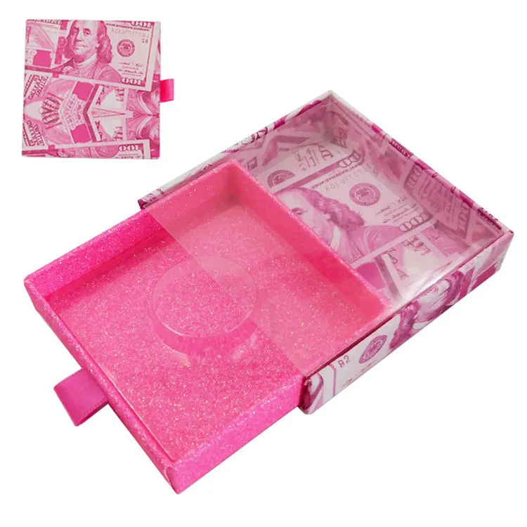 

wholesale empty money eyelash box pink 25mm mink false eyelash storage case lash money box, Like pic or customized