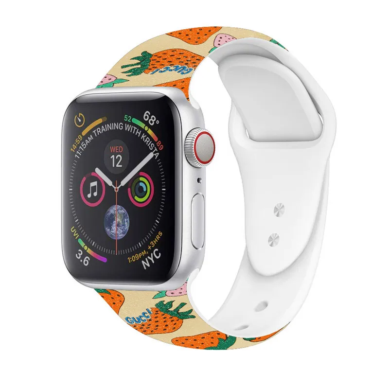 

Free Shipping Summer Fruit Strawberry Pineapple Soft Band for Apple Watch Strap for iWatch, Colorful