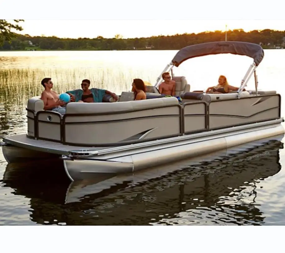 

Best Recreational Floating Fiberglass Pontoon Fishing Boat For Sale With Motor, Customized color