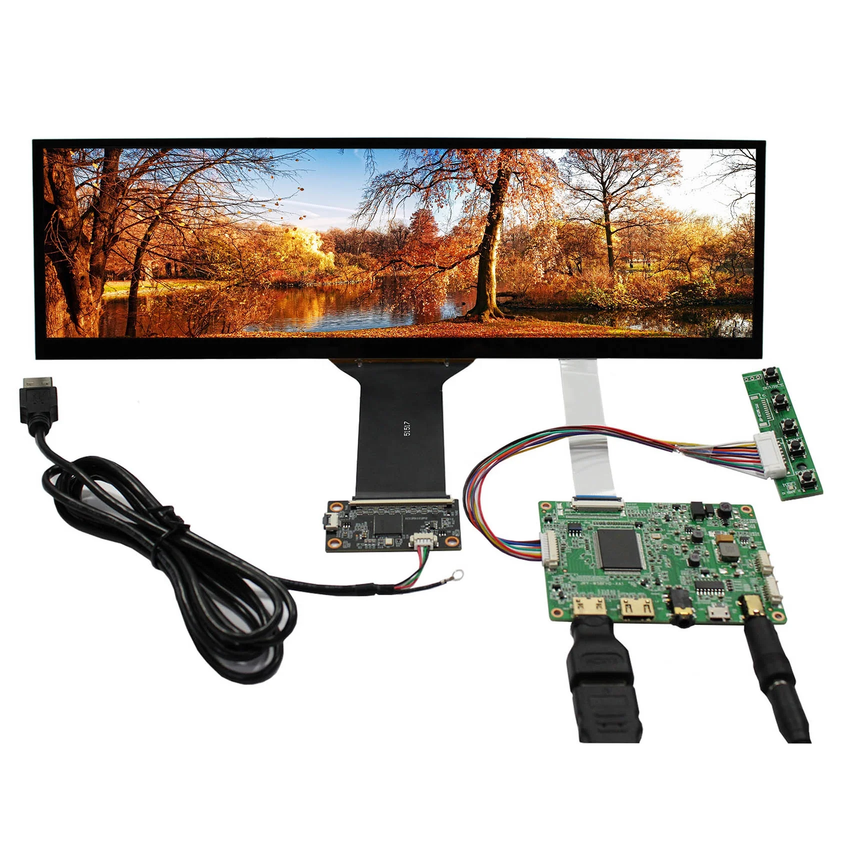 

12.6inch NV126B5M-N41 1920X515 IPS Touch Panel Screen with 2 HD-MI Mini LCD Controller Board