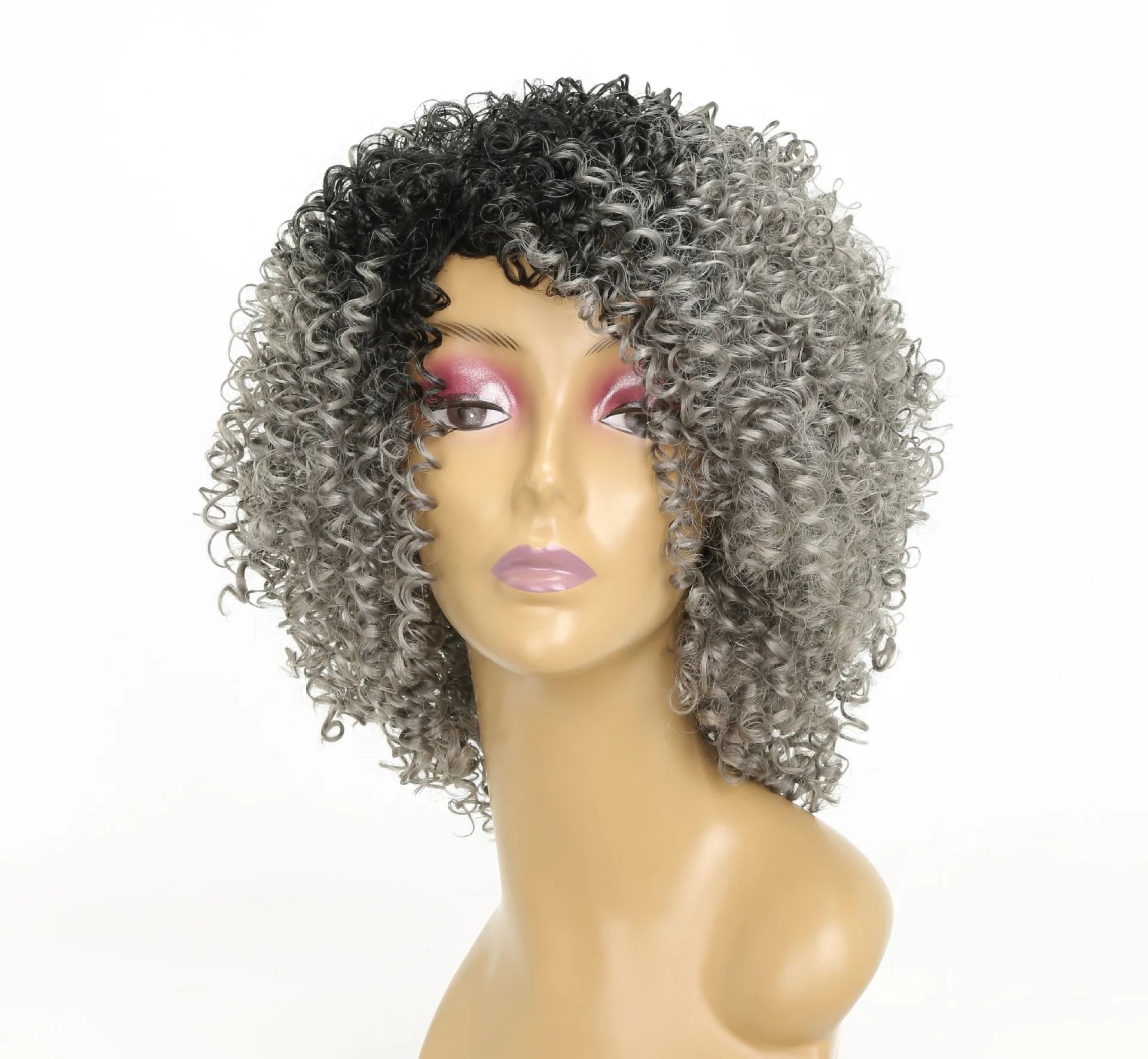 

70s short afro twist out kinky glueless full lace front curly curl faux human hair wigs for black women