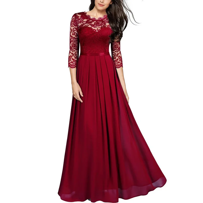 

JANHE robe soiree vestido de noche womens clothing 2021 Elegant Plus Size Maxi Prom Evening Gown Party Lace Dress For Ladies, As pictures