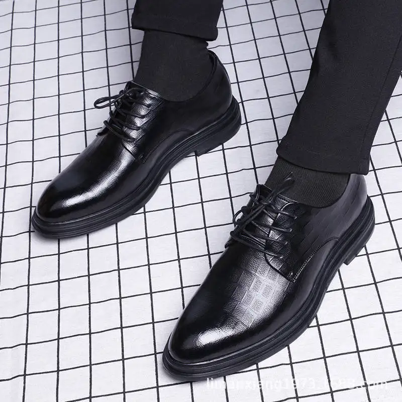 

Wholesale high quality fashion black male mens casual dress shoes