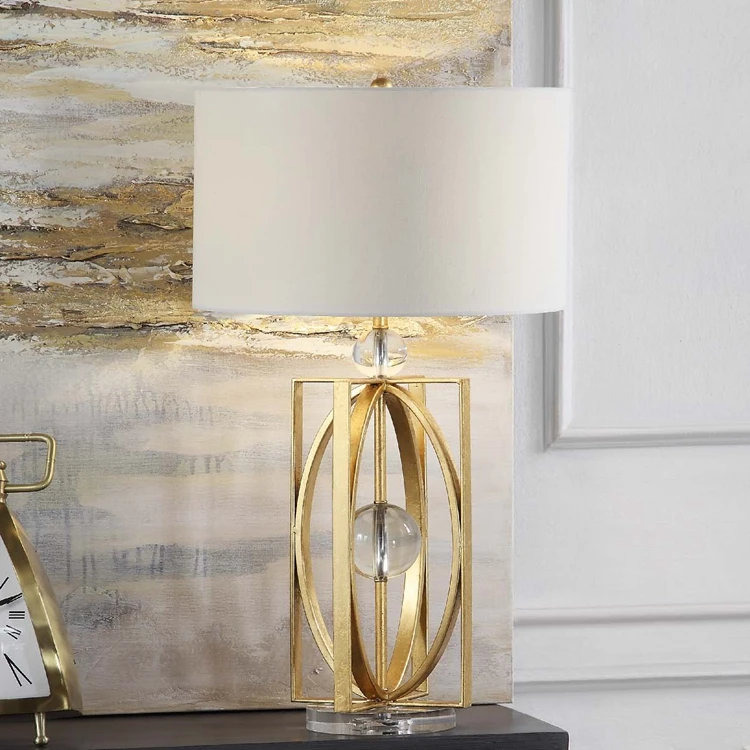 Home Decorative Crystal Metal Vintage Luxury Bed Side Gold Table Lamps