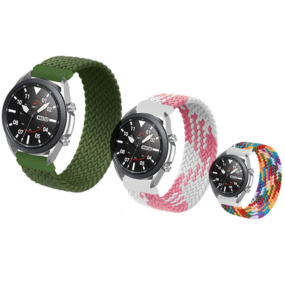 

Woven braided solo loop watch strap 22mm for Garmin for samsung watch 20mm strap soft, 11 colors
