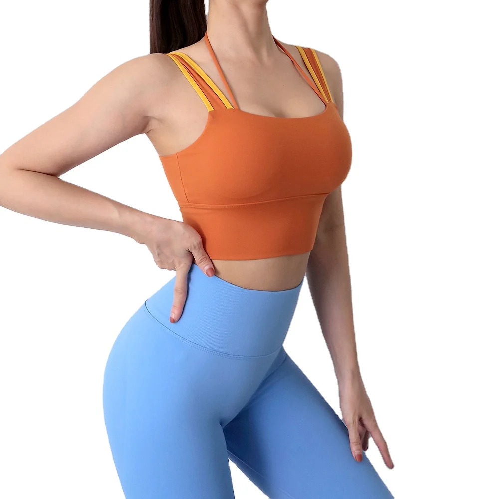 

custom logo sports gym nylon bra high quality push up bra high impact pad top gym private label sports bra for women