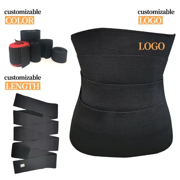 

In Stock Nylon  4M 15CM Width Tummy Control Shaper Body Slimming Bandage Belts Women Custom Logo Waist Trainer Wraps, Black, or custom color