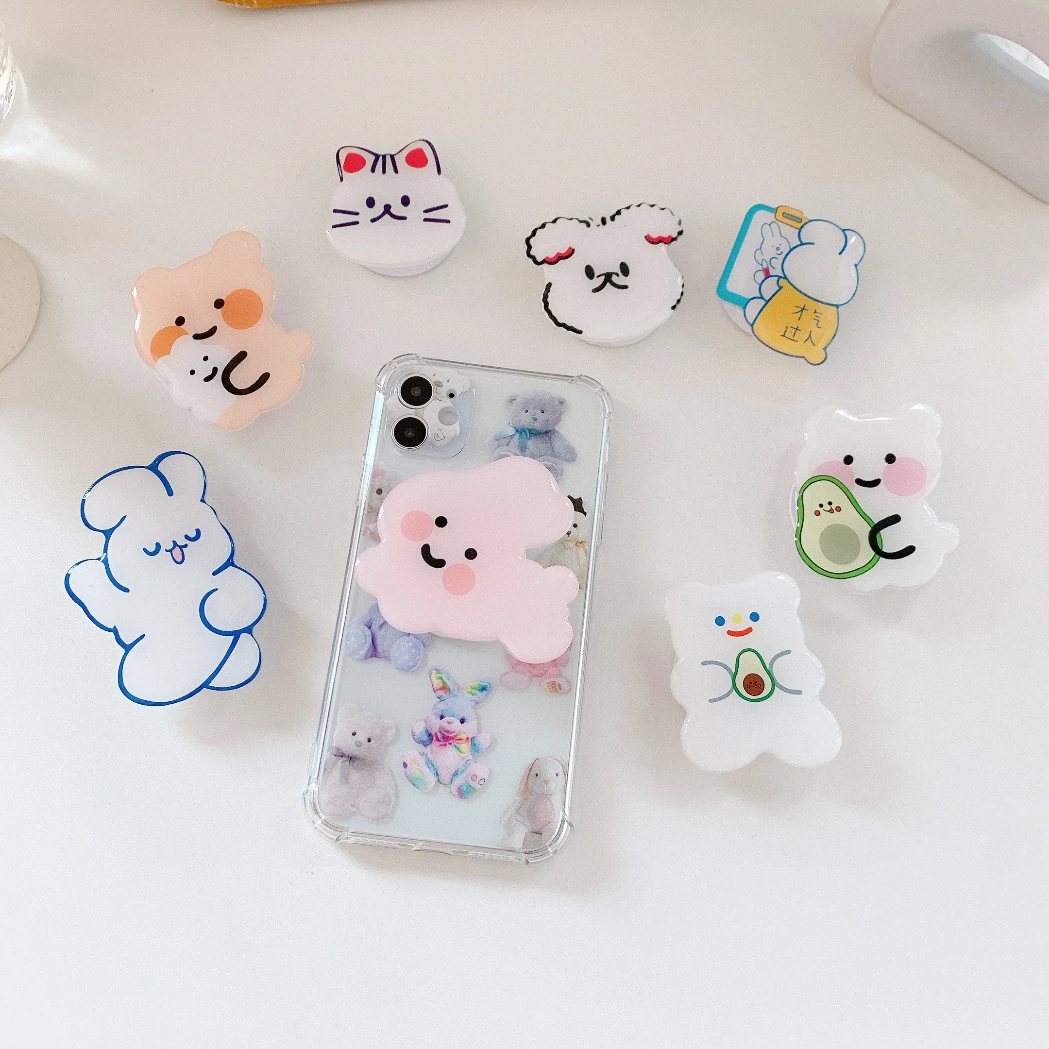 

New Hot Selling popular socket Customized Cute Cartoon Folding grip epoxy resin Phone Holder socket stand