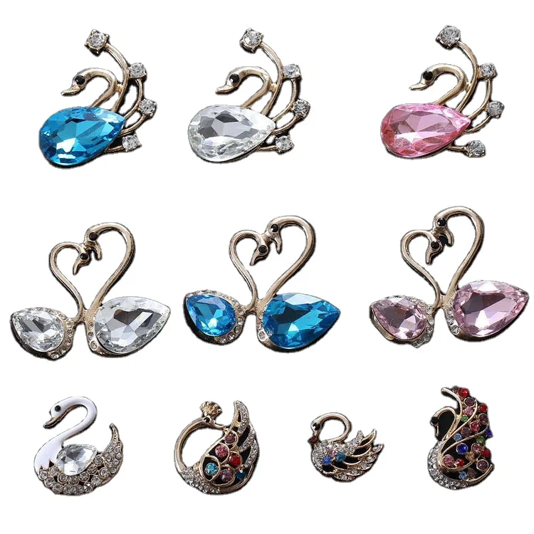 

2022New swan jewelry crystal diamond shoe decoration charms bling croc charm shoe buckle accessories clog charms