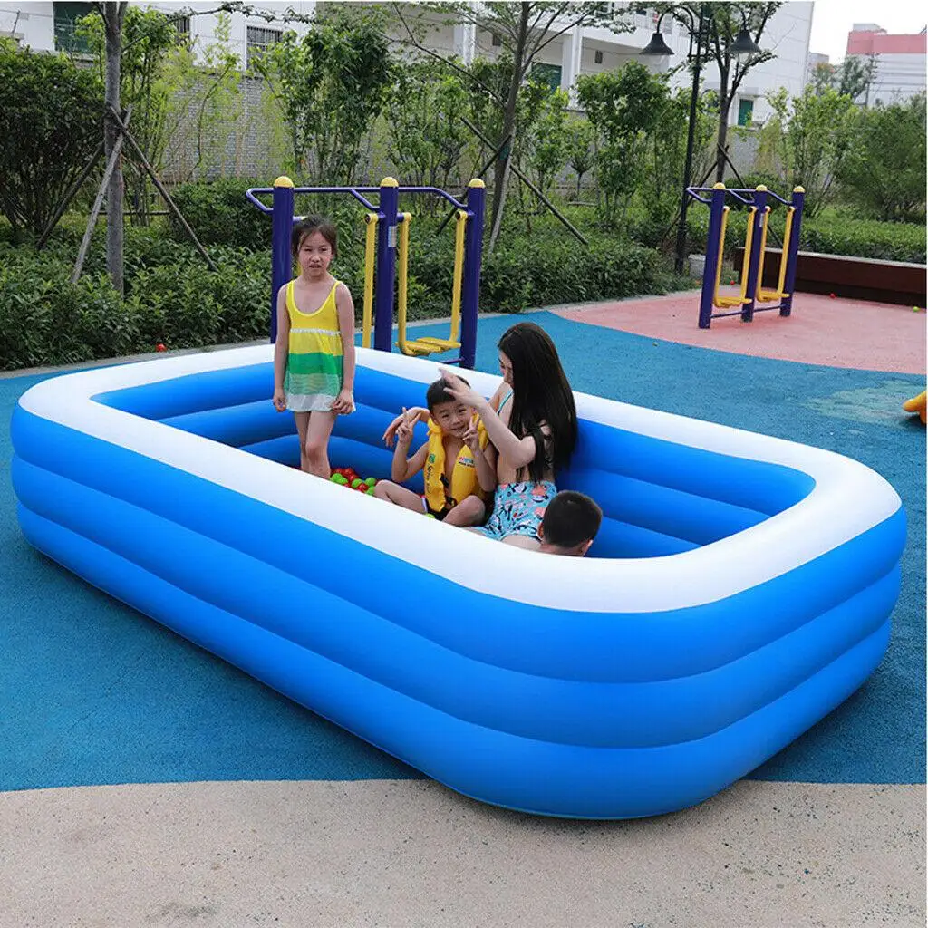

Blue rectangular family pools Full-Sized Adults Kiddie swimming outdoor kids inflatable swimming pool, As picture