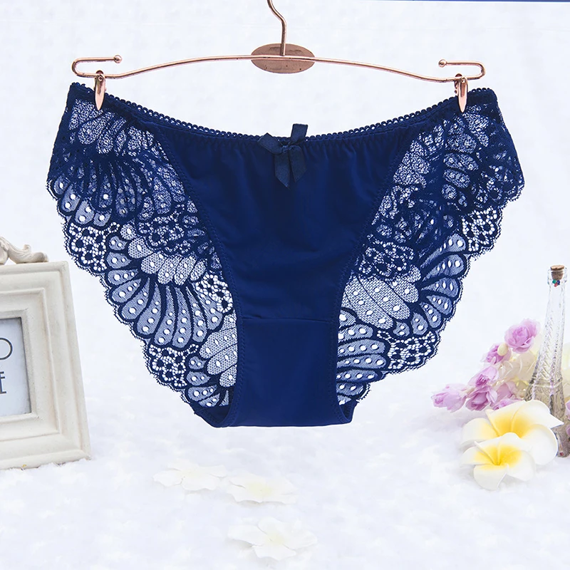 

JULY'S SONG Transparent Lace Women Panties Sexy Plus Size Underwear Low Waist Seamless Briefs for Ladies