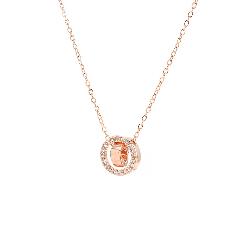 

XL60119 Trendy cute CZ heart dainty necklace fashion rose gold plated women jewelry