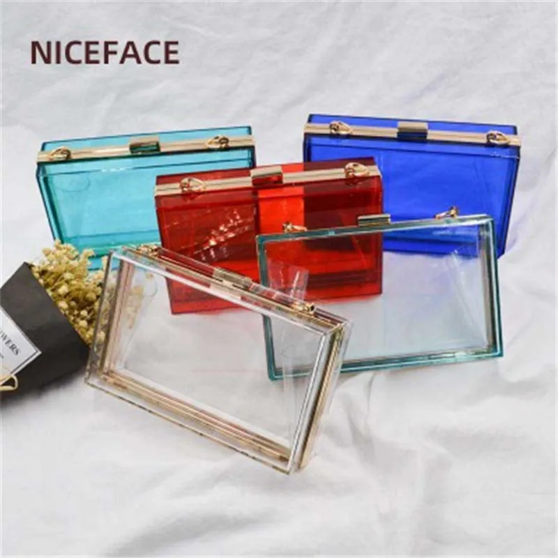 

Hot sell handbags cute candy color crossbody bag acrylic transparent purse clutch evening party bags for women