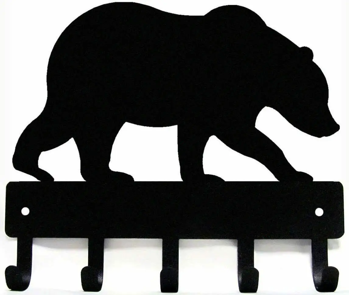 

Yinfa Factory Quality Brand new Decor Metal Wall Art Craft Bear Key Rack Hanger - 6 Inch Wide Black TY2022