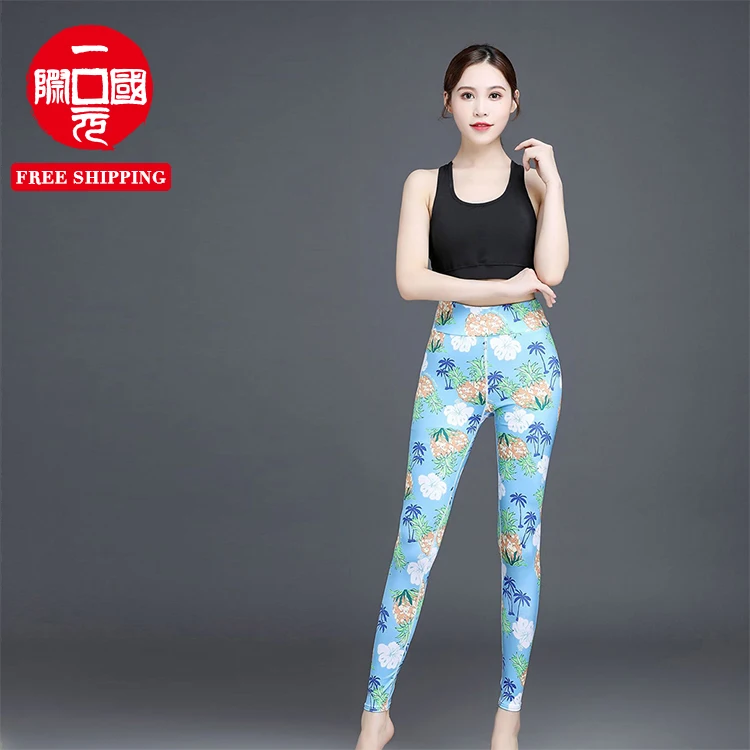 

Printed fitness high waist abdomen hips fitness leggings training pants yoga pants