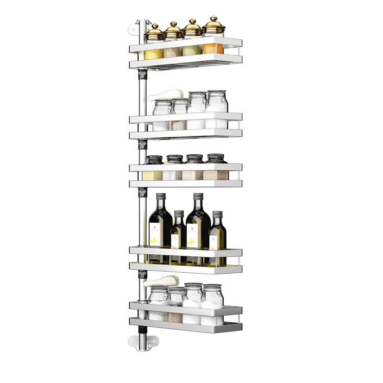 

Kitchen wall-mounted 304 stainless steel rotating seasoning rack (five layers)