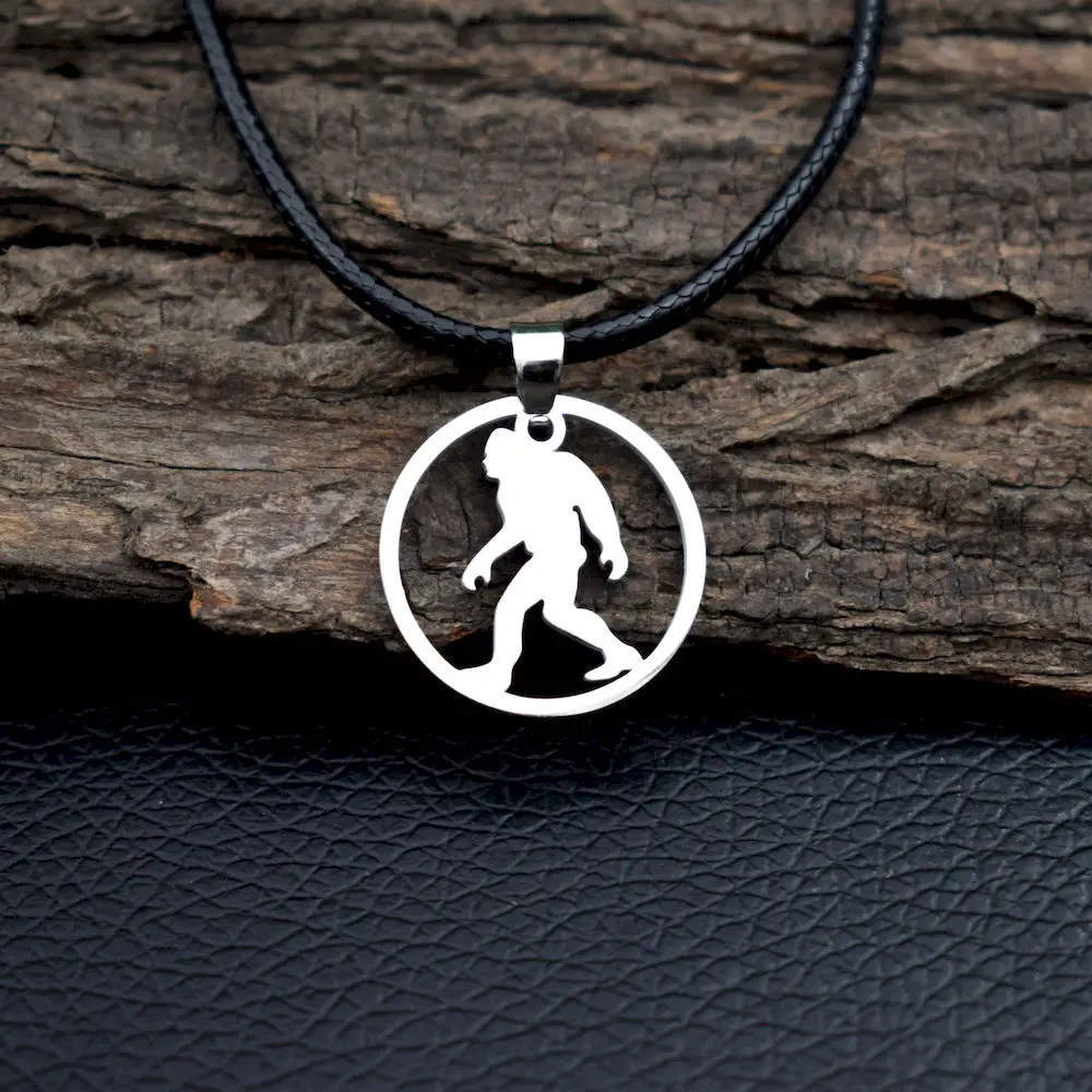 

stainlesws steel bigfoot necklace camping jewelry Sasquatch Gift
