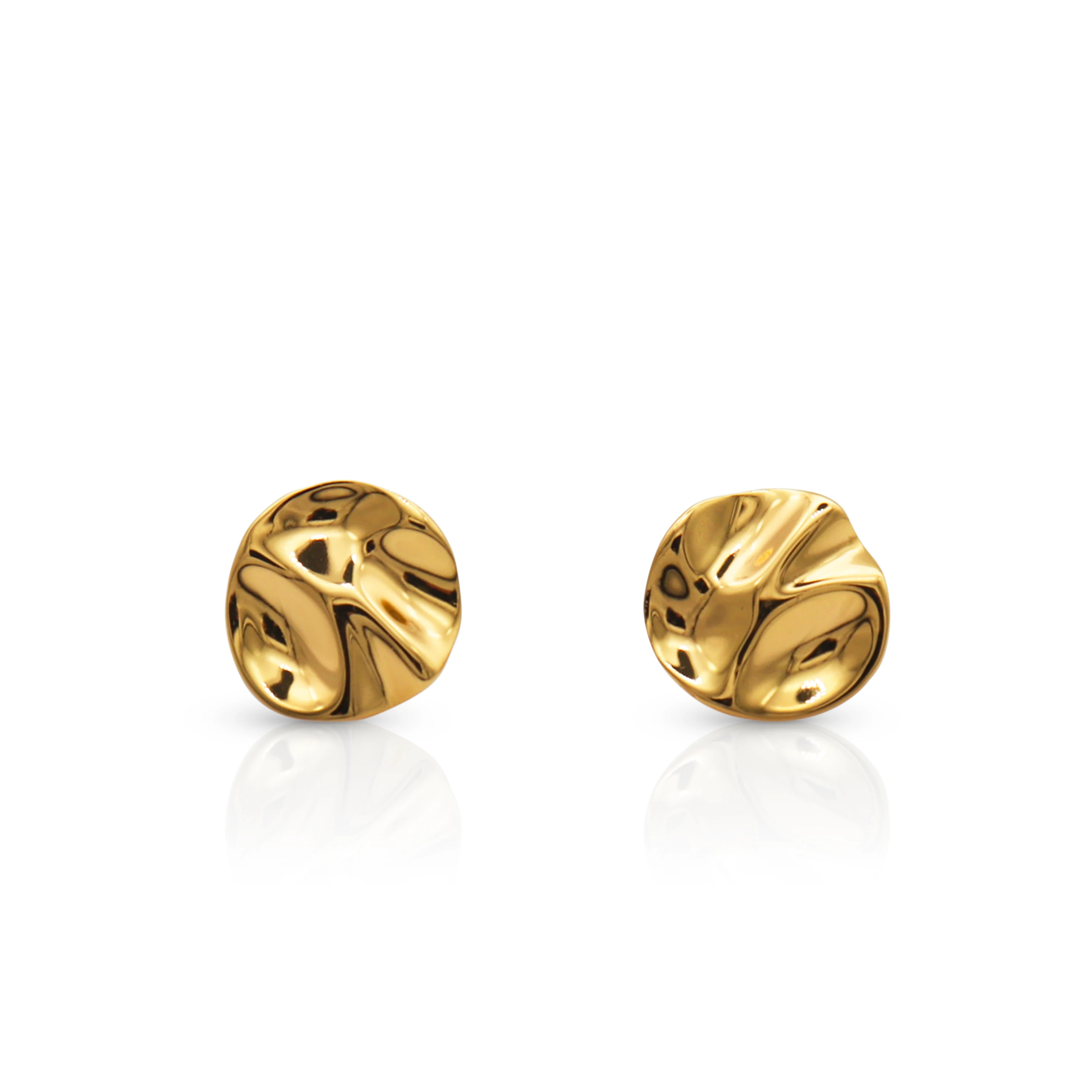 

Chris April in stock fine jewelry 925 sterling silver gold plated Custom vermeil MINI Hammered Texture Stud earrings for women