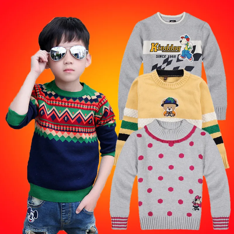 

High Grade wholesale autumn winter new design boys and children's sweater 100% cotton knitted sweater, Mixed