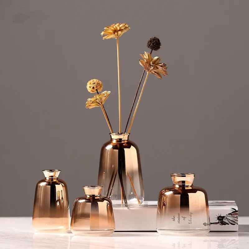 

modern simple electroplating ceramic glass vase for hotel display wedding home decor, As picture show