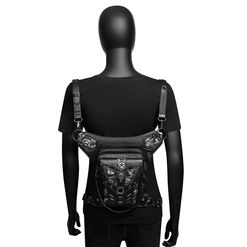 

Steampunk motorcycle bag mobile phone purse fanny pack sac sacoche homme tote purses tactics bacpack