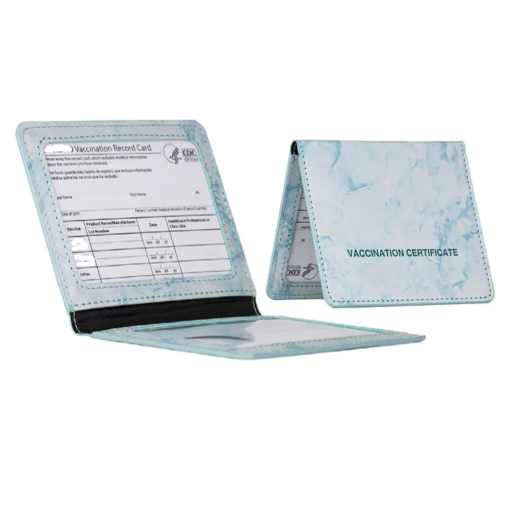 

Wholesale 4*3 inch pu leather card holder cover protector for CDC Vaccination Vaccine CERTIFICATE record card, Kinds of color can choice