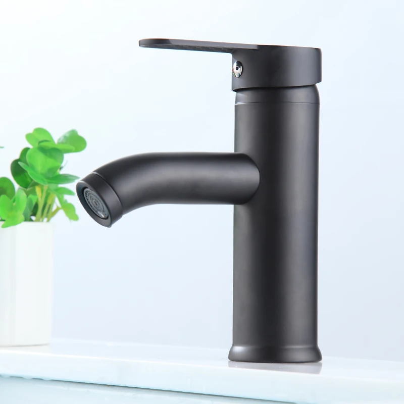 
black faucet Stainless Steel lavatory faucets for bathroom Single Hole water mixer tap bathroom basin faucet 