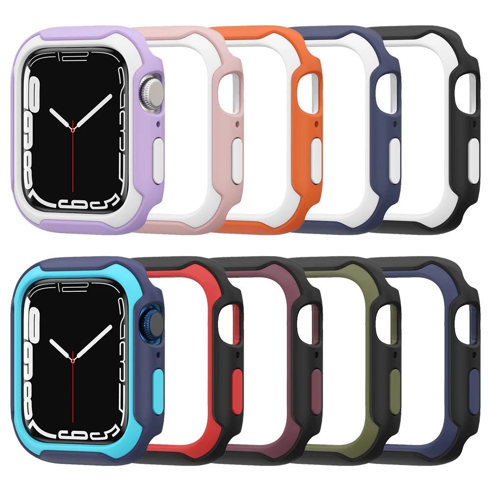 

RYB 41mm 45mm Two-Tone Color PC+TPU Case for Apple Watch Series 7 Bumper Cover Protective Case for Apple Watch