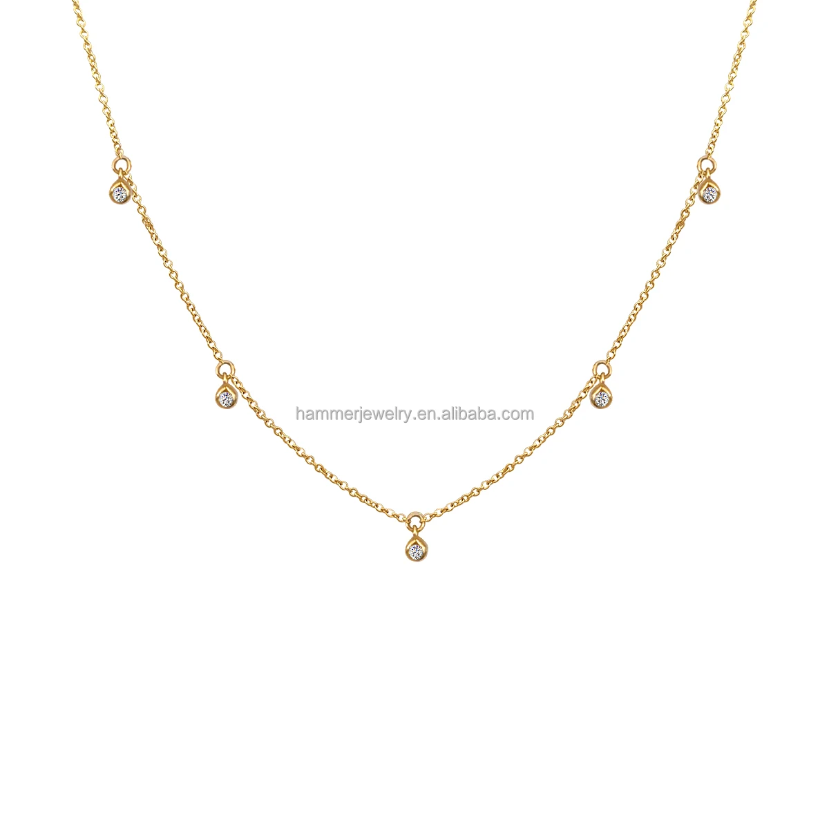 

AU585 Gold Necklace 14K Solid Gold and Lab-Grown Diamond Bezel Setting Charm Wholesale Manufacture Jewelry