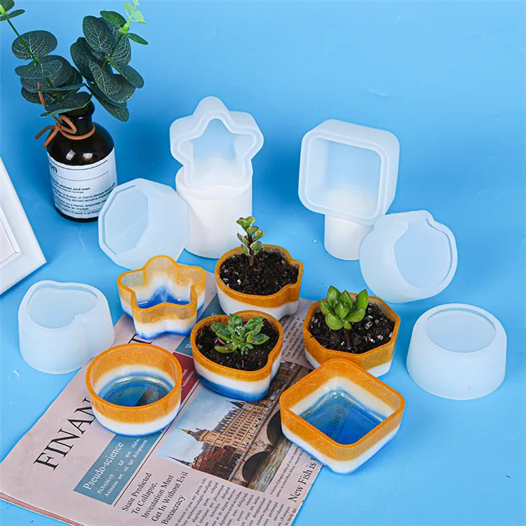 

Y3028 DIY epoxy plant pot silicone mold Silicone Succulents Plants Pot Vase Making Mold, White