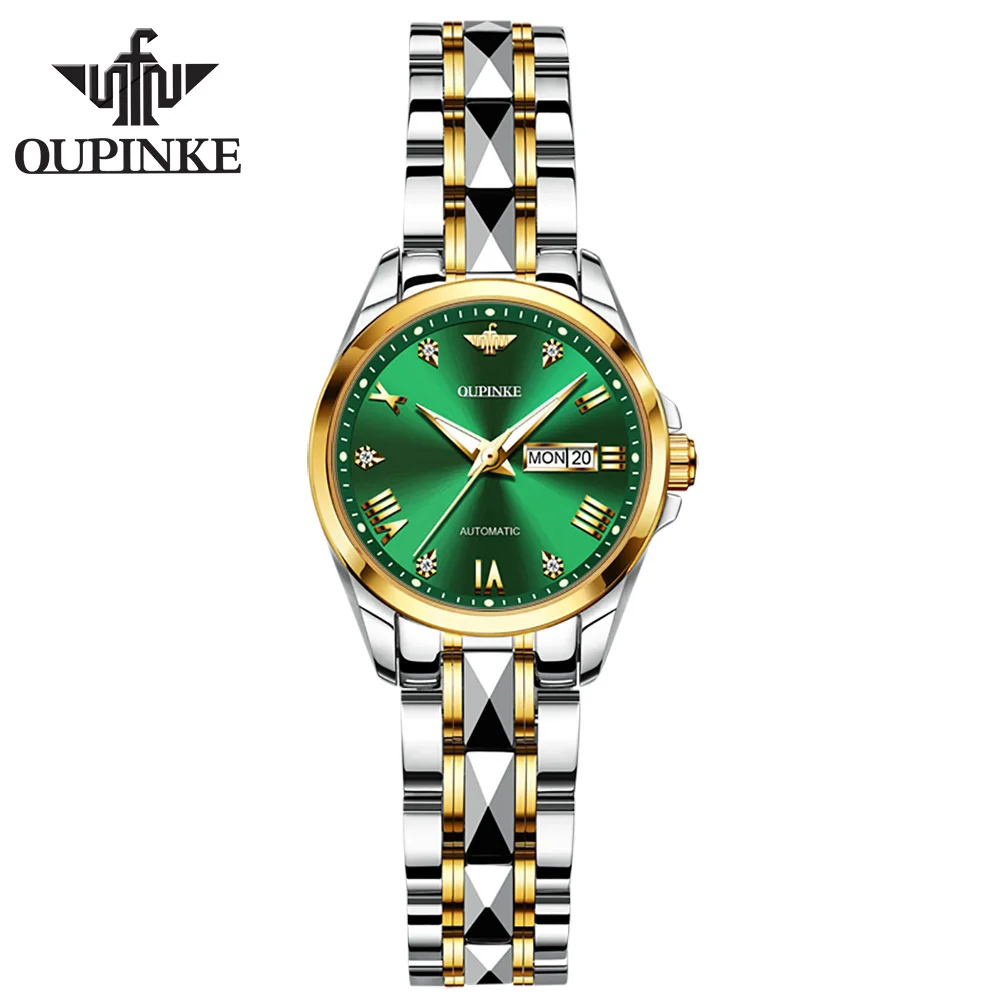 

OUPINKE 3170 Simple Brand Vintage Multi-function Watch Women stainless steel Automatic Women Mechanical Watches