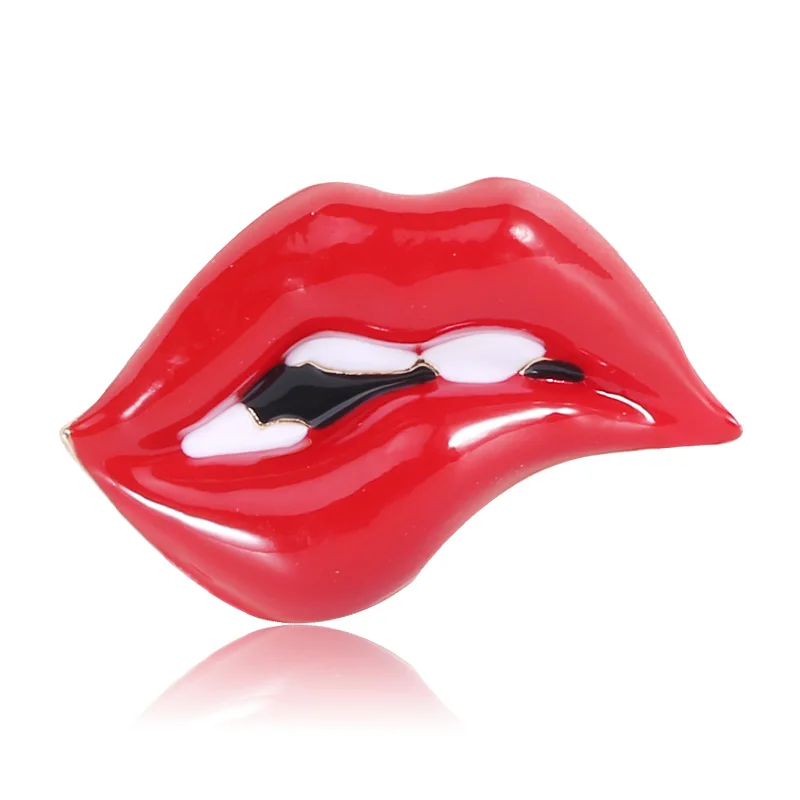 

New Fashion Red Lip Brooches Pins Women Scarf Brooch Pins for Women Pin Wholesale Rainbow Jewelry