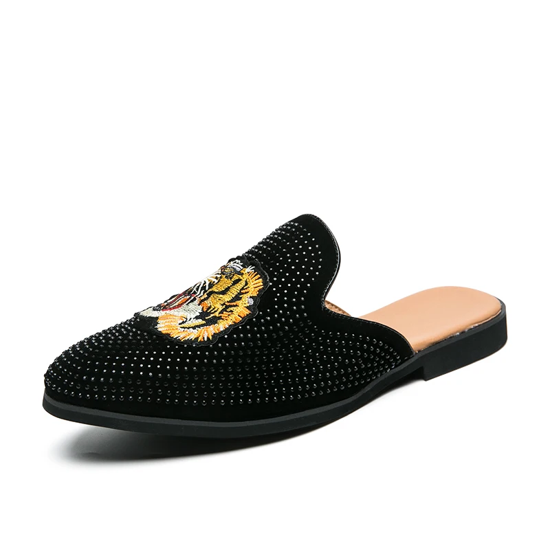 

2020 Capal men's gents custom slides summer open loafers shoes chappals and sandles original, Black,silver