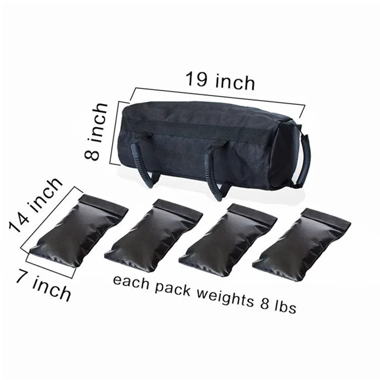 

32lbs Multifunctional Home Gym Fitness Workout Sandbag Custom Training Weighted Sand Bag with 4 Inner Small Bag, Black