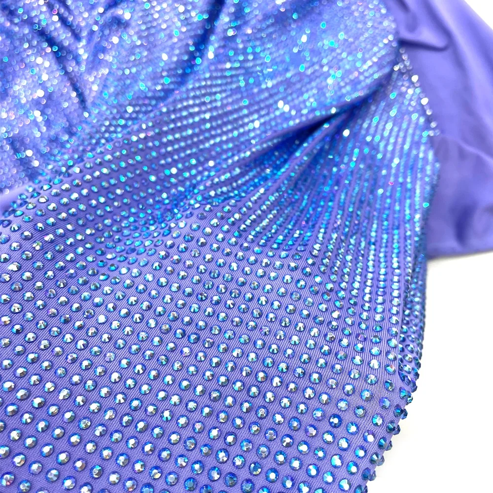 

Rhinestone Elastic Diamond Mesh Fabric for Dress S568 Sparking Glass Flatback Motif Rhinestones SS10 Stones Hot-fix 1mm